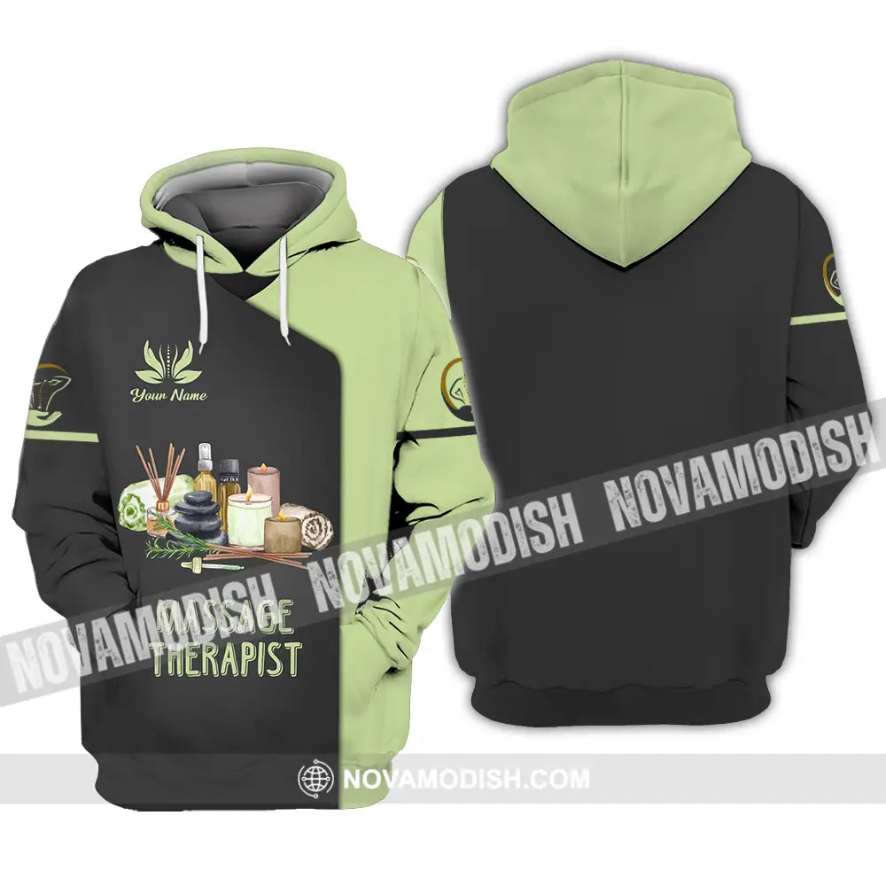 Unisex Shirt - Custom Name Massage Therapist Shirt Green Tea Hoodie / S T-shirt