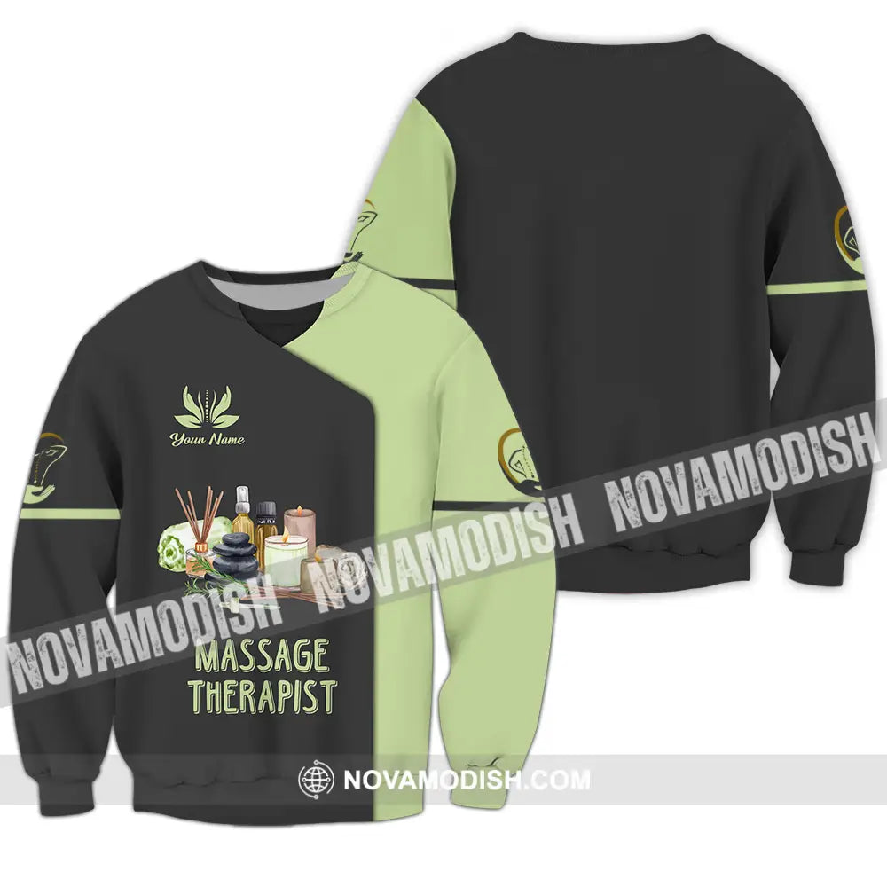 Unisex Shirt - Custom Name Massage Therapist Shirt Green Tea Long Sleeve / S T-shirt
