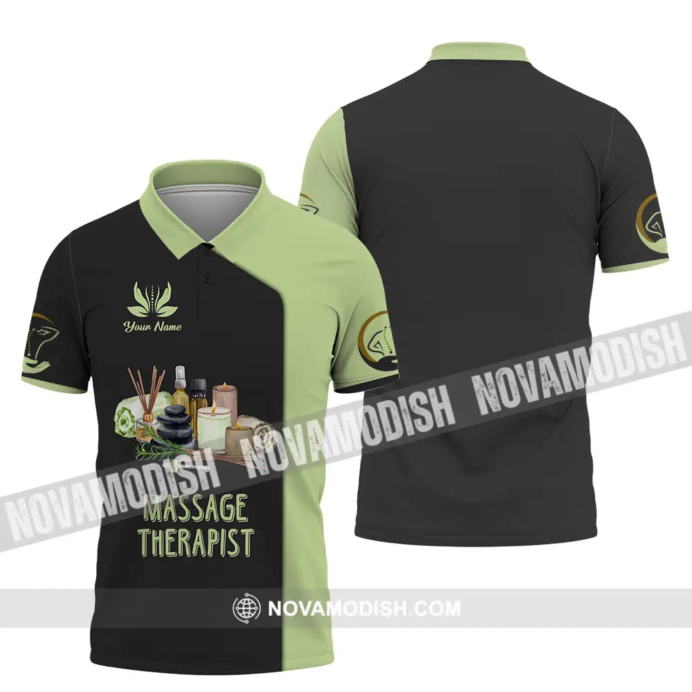 Unisex Shirt - Custom Name Massage Therapist Shirt Green Tea Polo Shirt / S T-shirt