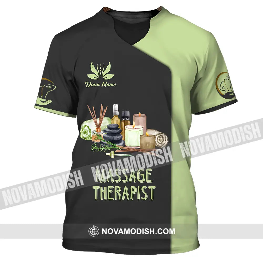 Unisex Shirt - Custom Name Massage Therapist Shirt Green Tea T-Shirt / S T-shirt