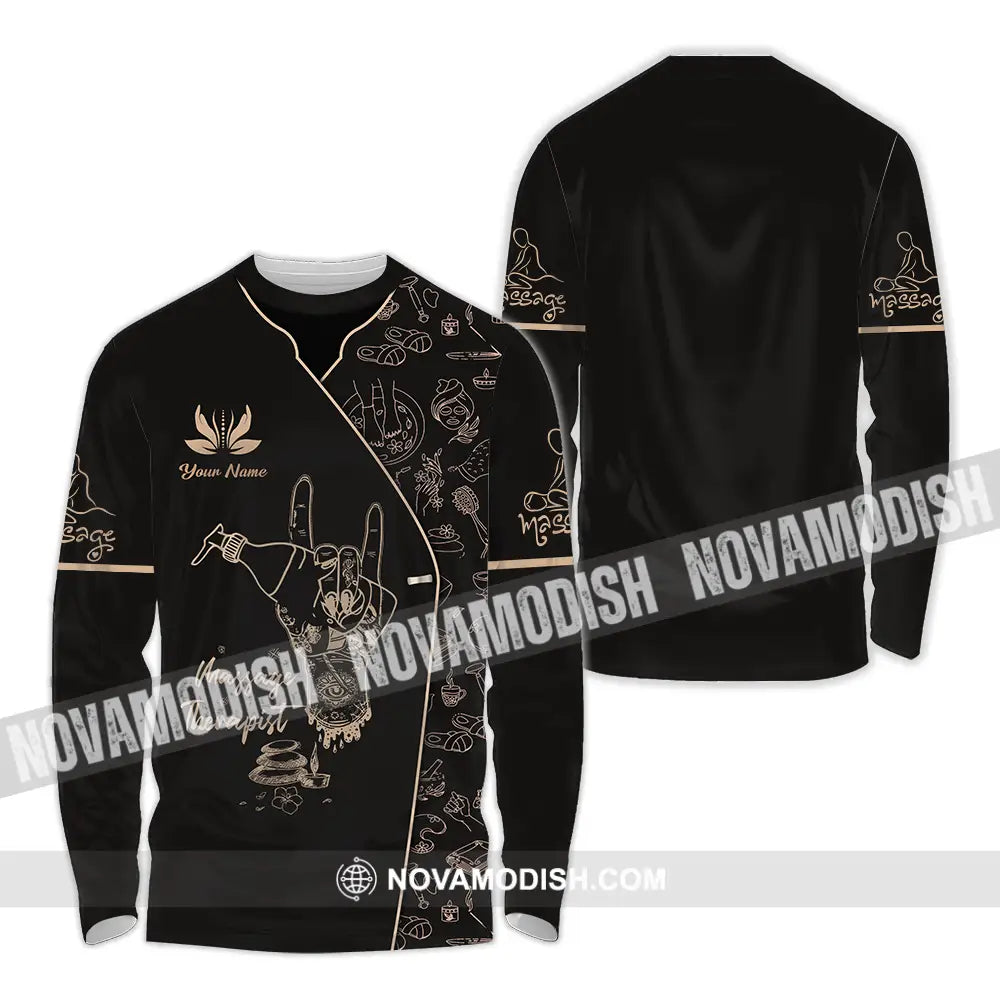 Unisex Shirt - Custom Name Massage Therapist Shirt Hand Long Sleeve Shirt / S T-shirt
