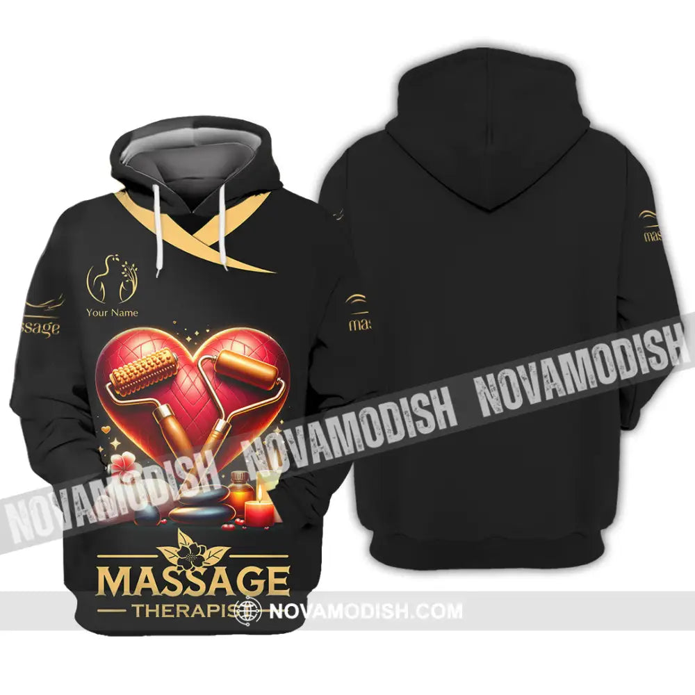 Unisex Shirt Custom Name Massage Therapist Long Sleeve Polo Hoodie / S T-Shirt