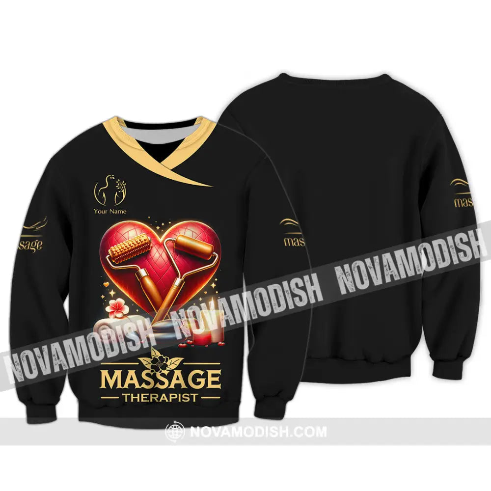 Unisex Shirt Custom Name Massage Therapist Long Sleeve Polo / S T-Shirt