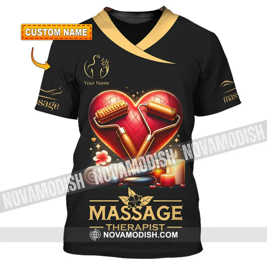 Unisex Shirt Custom Name Massage Therapist Long Sleeve Polo T-Shirt