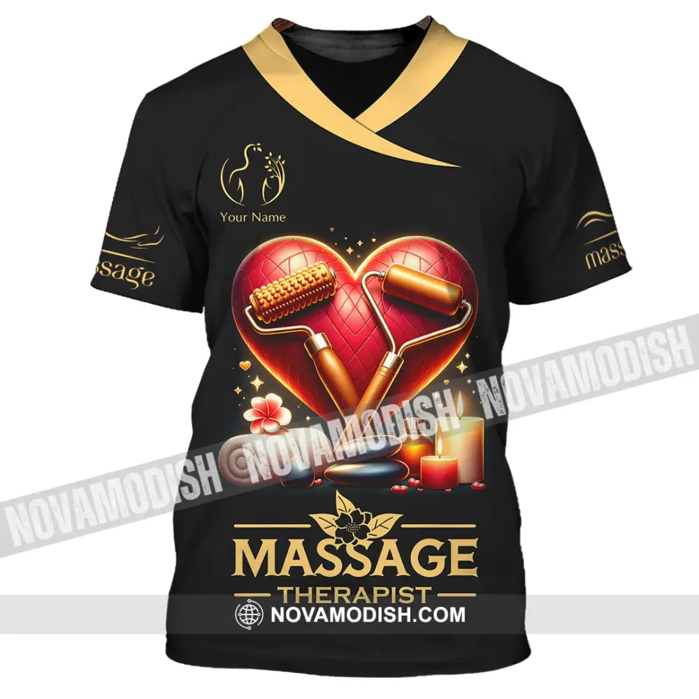 Unisex Shirt Custom Name Massage Therapist Long Sleeve Polo T-Shirt / S T-Shirt