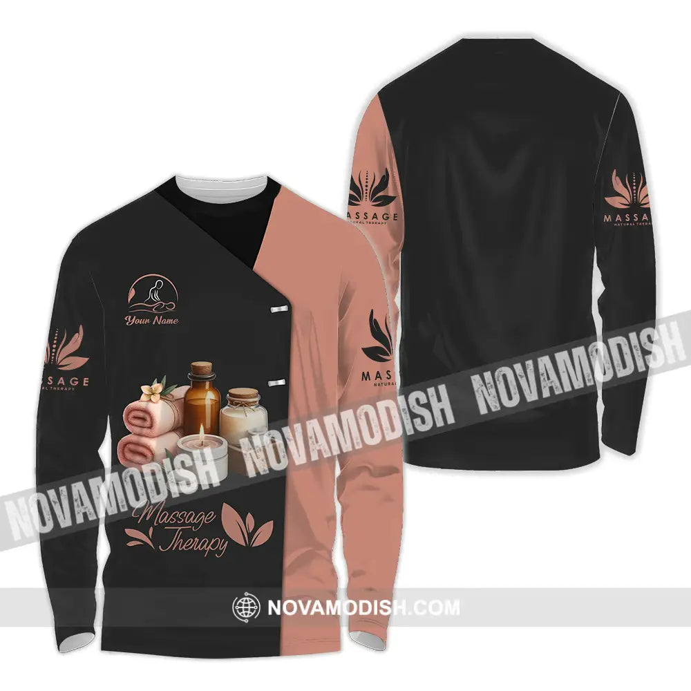 Unisex Shirt - Custom Name Massage Therapist Shirt Long Sleeve Shirt / S T-shirt