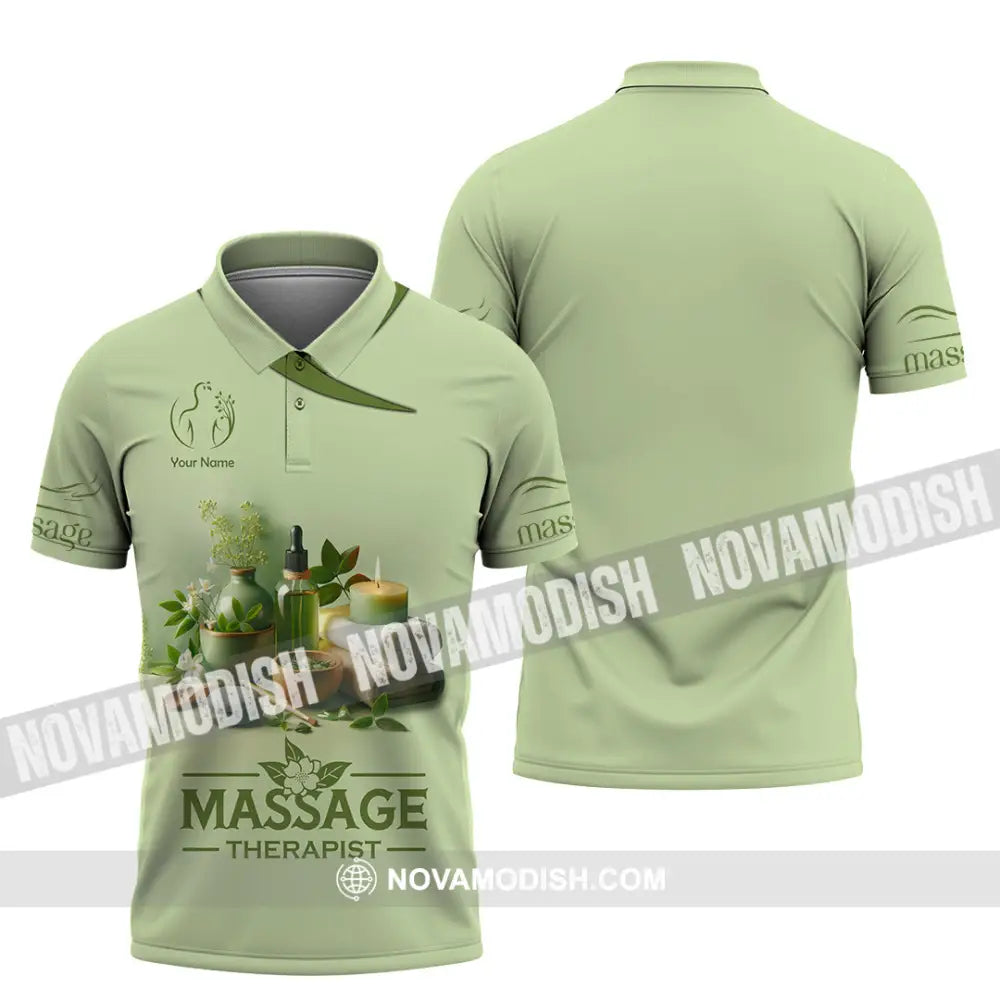 Unisex Shirt Custom Name Massage Therapist Polo Long Sleeve / S T-Shirt