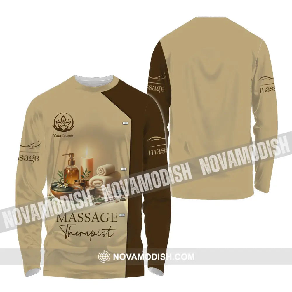 Unisex Shirt Custom Name Massage Therapist Polo Long Sleeve / S T-Shirt