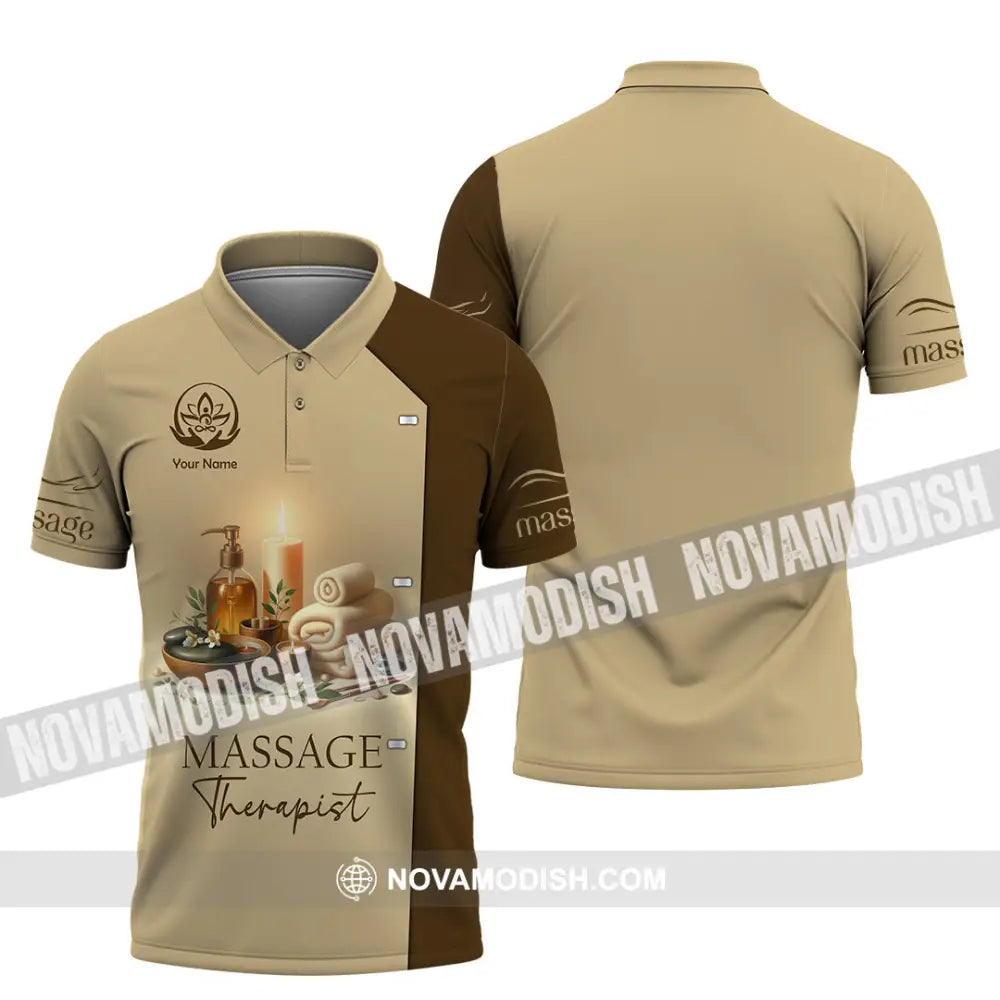 Unisex Shirt Custom Name Massage Therapist Polo Long Sleeve / S T-Shirt