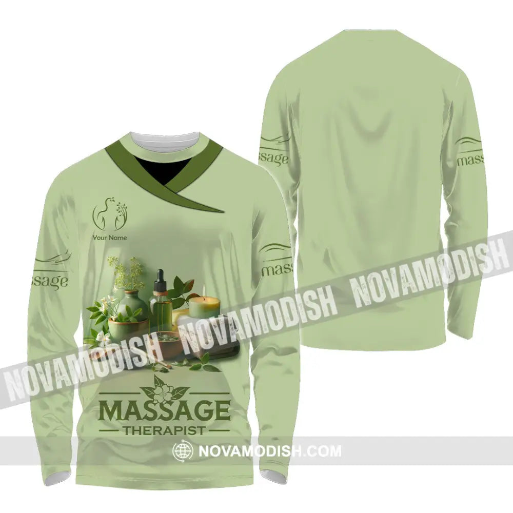 Unisex Shirt Custom Name Massage Therapist Polo Long Sleeve / S T-Shirt