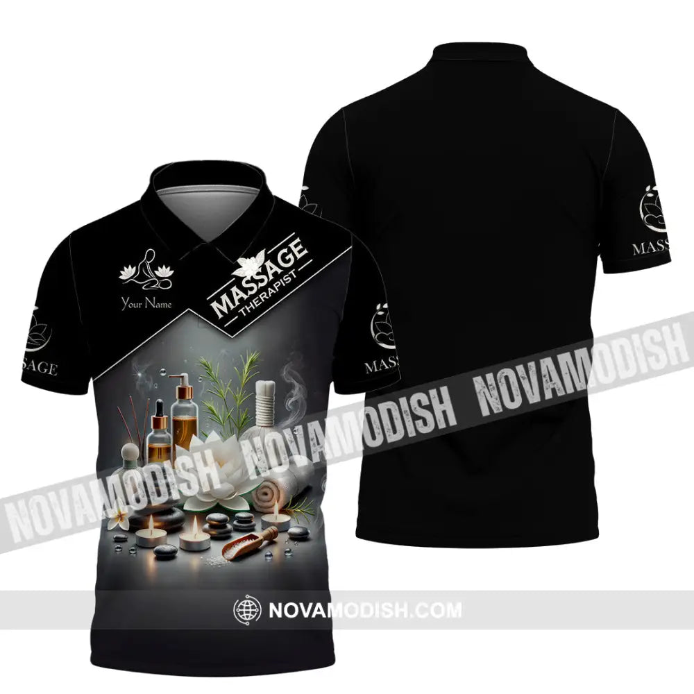 Unisex Shirt Custom Name Massage Therapist Polo Long Sleeve / S T-Shirt