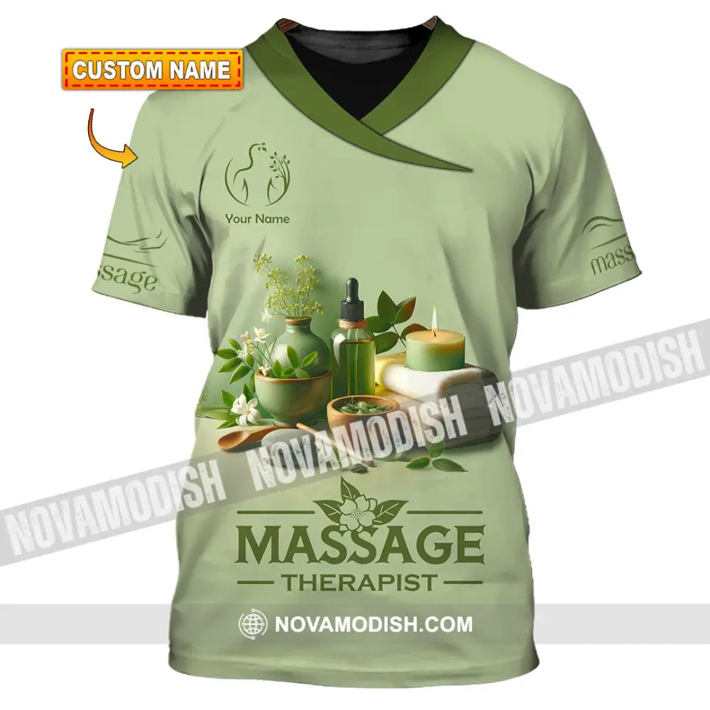 Unisex Shirt Custom Name Massage Therapist Polo Long Sleeve T-Shirt