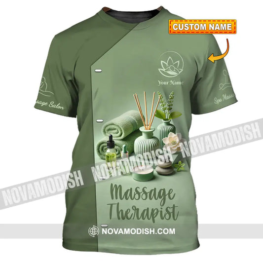 Unisex Shirt Custom Name Massage Therapist Polo Long Sleeve T-Shirt