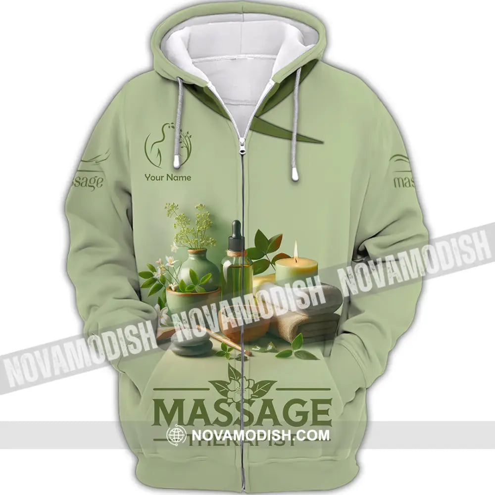 Unisex Shirt Custom Name Massage Therapist Polo Long Sleeve Zipper Hoodie / S T-Shirt