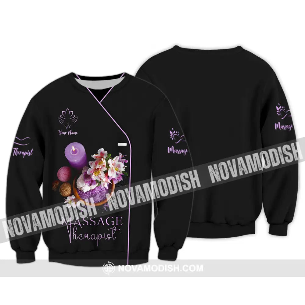Unisex Shirt - Custom Name Massage Therapist Shirt Soft Purple Long Sleeve / S T-shirt