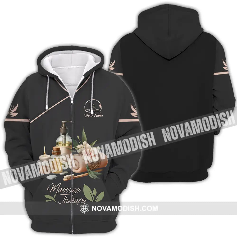Unisex Shirt - Custom Name Massage Therapist Shirt Massage Tools Zipper Hoodie / S T-shirt