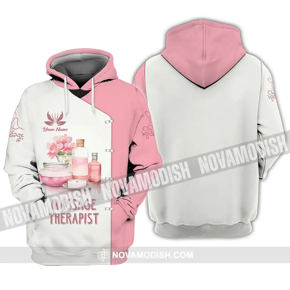 Unisex Shirt - Custom Name Massage Therapist Shirt White And Light Pink Hoodie / S T-shirt