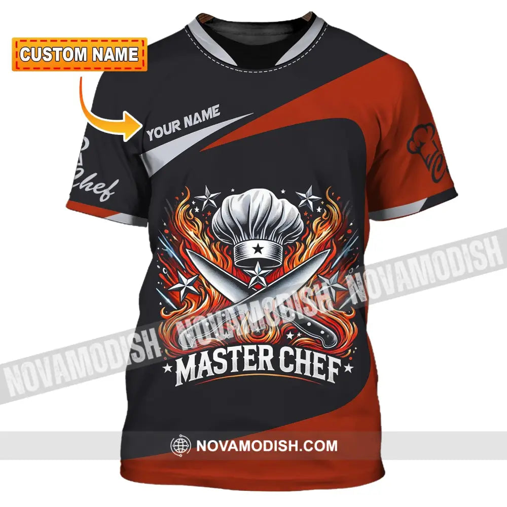 Unisex Shirt Custom Name Master Chef Apparel Polo Long Sleeve Cooking Love T-Shirt T-Shirt