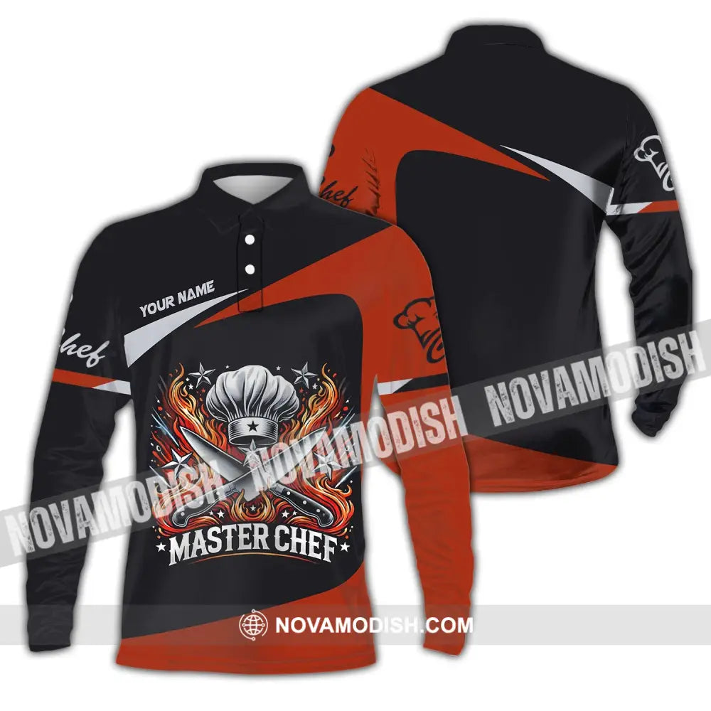 Unisex Shirt Custom Name Master Chef Apparel Polo Long Sleeve Cooking Love T-Shirt / S T-Shirt