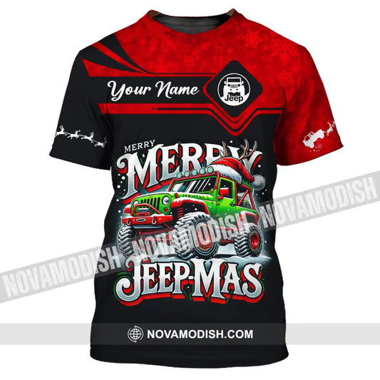 Unisex Shirt Custom Name Merry Jeepmas Christmas Polo Long Sleeve Gift For Jeep Lover T-Shirt / S