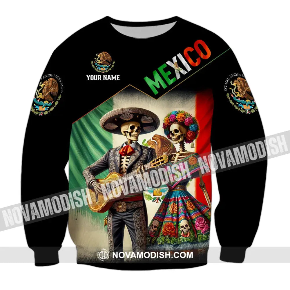 Unisex Shirt - Custom Name Mexico Couple Long Sleeve / S T-Shirt