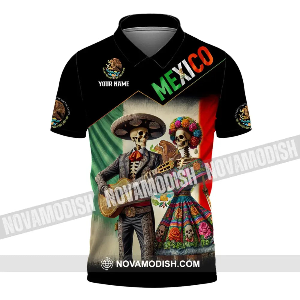 Unisex Shirt - Custom Name Mexico Couple Polo / S T-Shirt