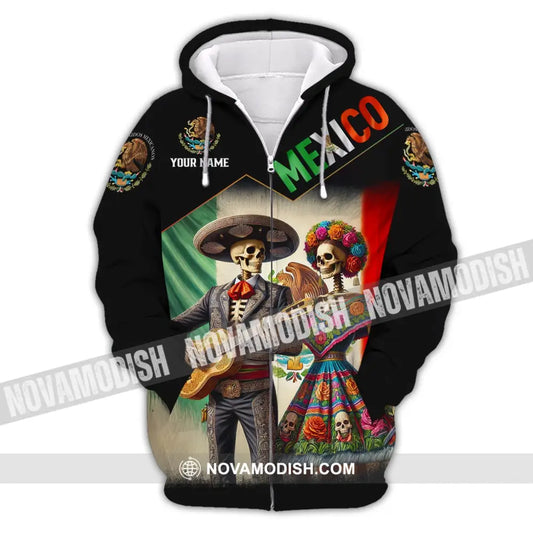 Unisex Shirt - Custom Name Mexico Couple Zipper Hoodie / S T-Shirt