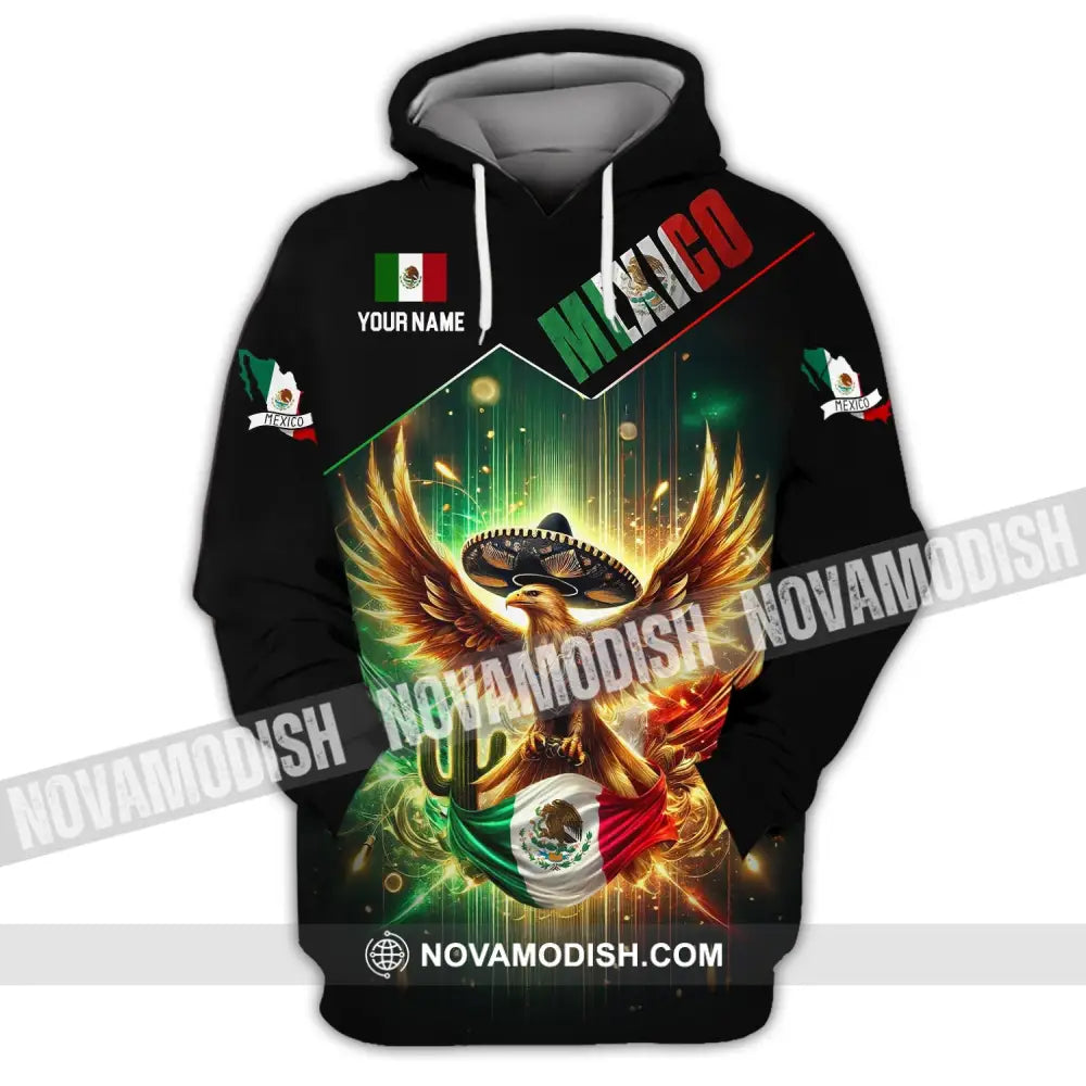 Unisex Shirt - Custom Name Mexico Flag And Icon Hoodie / S T-Shirt