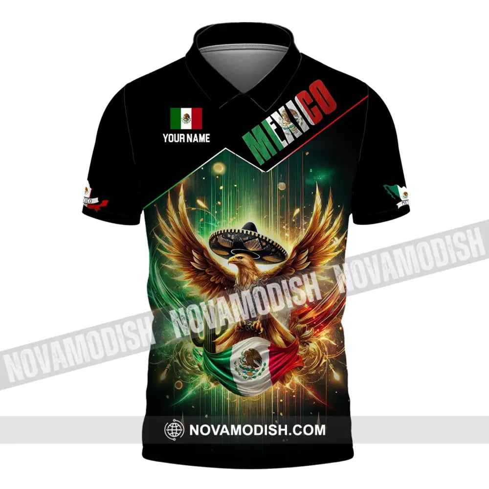 Unisex Shirt - Custom Name Mexico Flag And Icon Polo / S T-Shirt