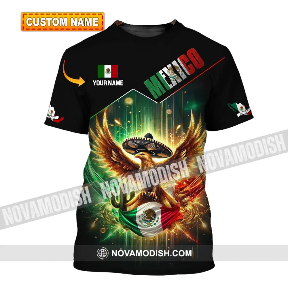 Unisex Shirt - Custom Name Mexico Flag And Icon T-Shirt