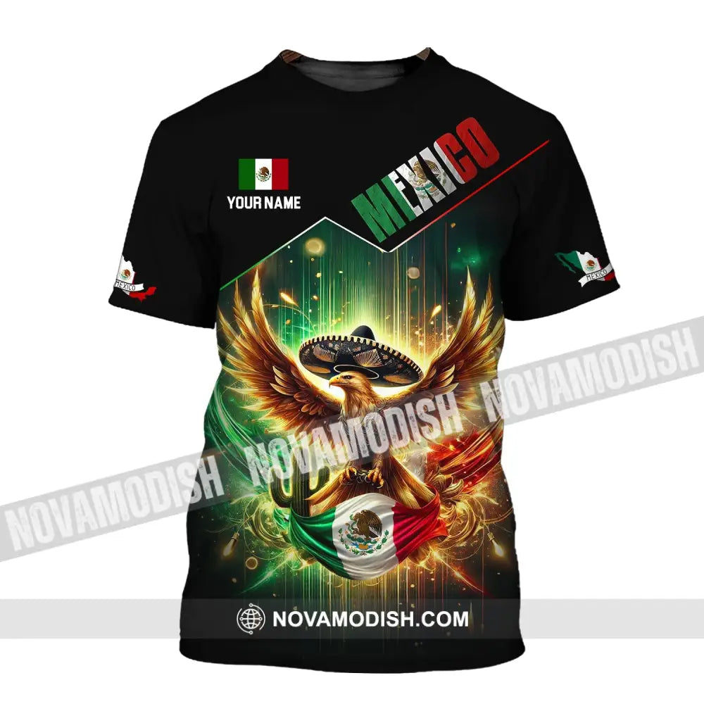 Unisex Shirt - Custom Name Mexico Flag And Icon T-Shirt / S T-Shirt