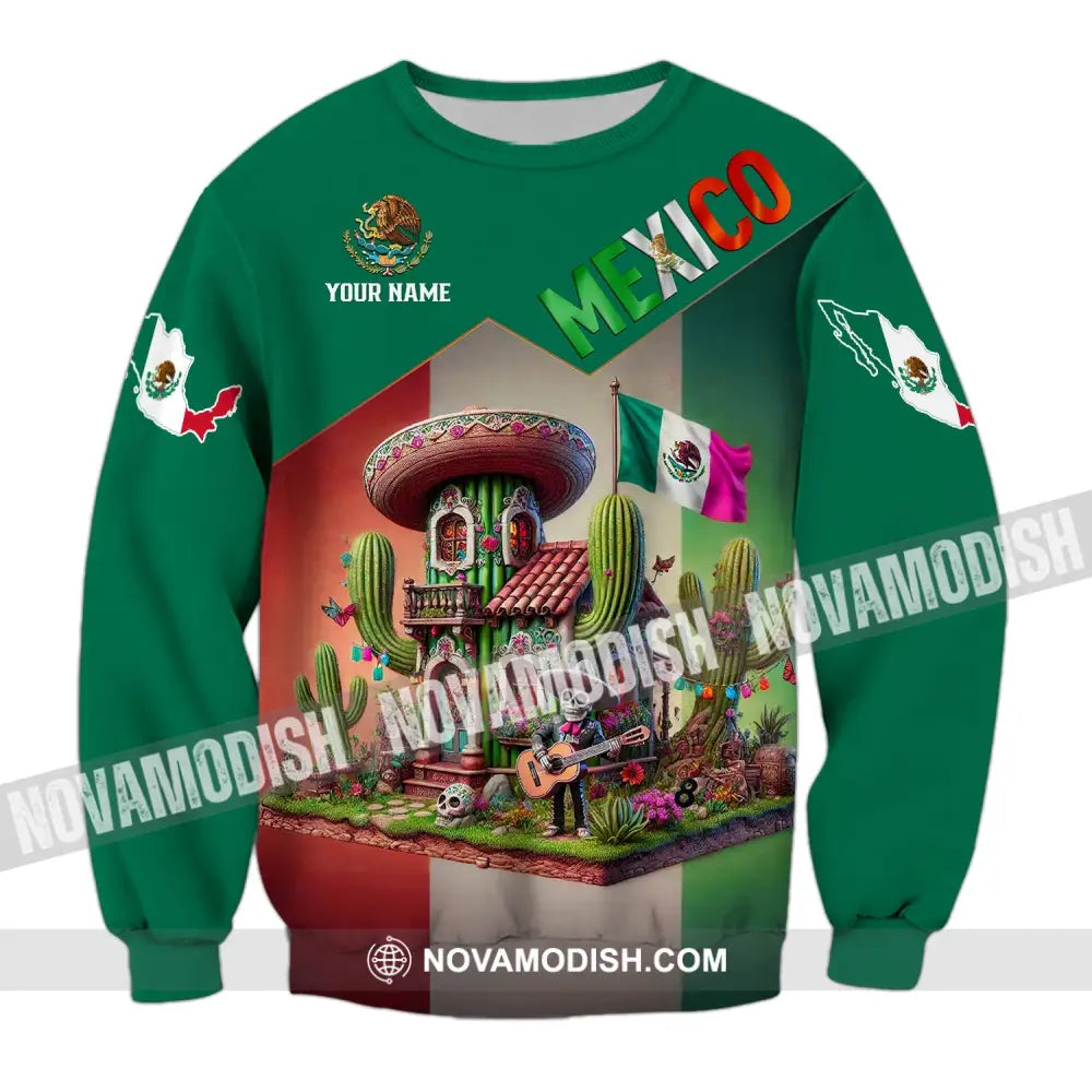 Unisex Shirt - Custom Name Mexico Long Sleeve / S T-Shirt