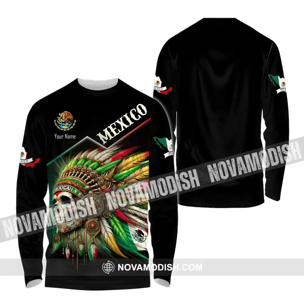 Unisex Shirt Custom Name Mexico Lover Polo Long Sleeve Mexican Gift / S T-Shirt