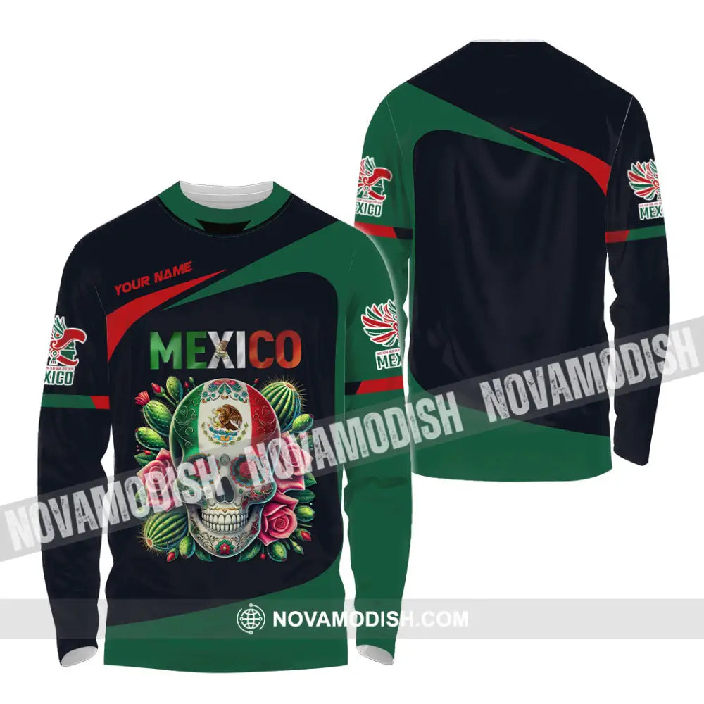 Unisex Shirt Custom Name Mexico Lover Polo Long Sleeve Mexican Gift / S T-Shirt