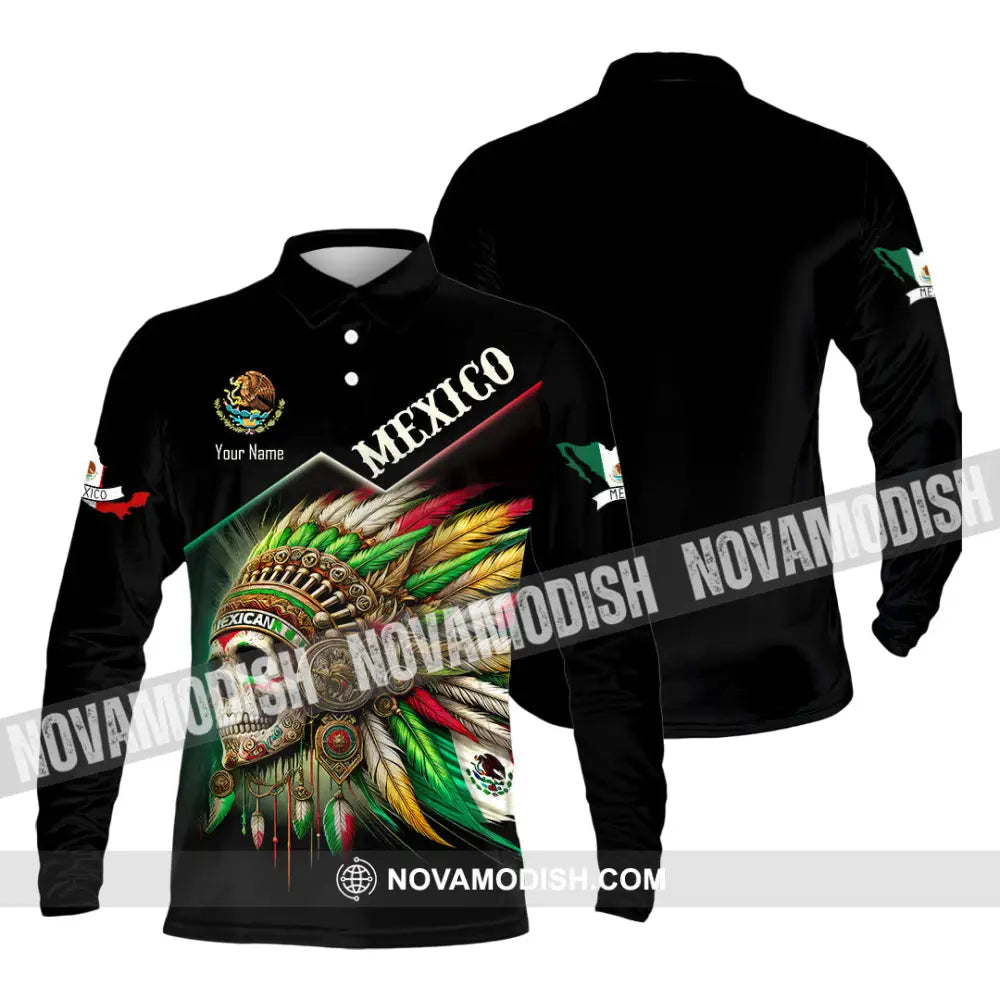 Unisex Shirt Custom Name Mexico Lover Polo Long Sleeve Mexican Gift / S T-Shirt