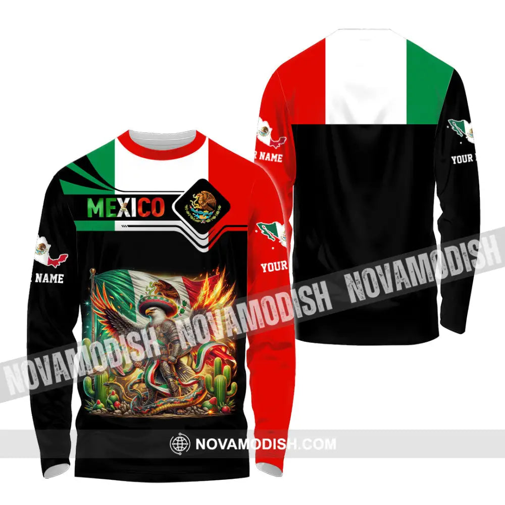 Unisex Shirt Custom Name Mexico Lover Polo Long Sleeve Mexican Gift / S T-Shirt