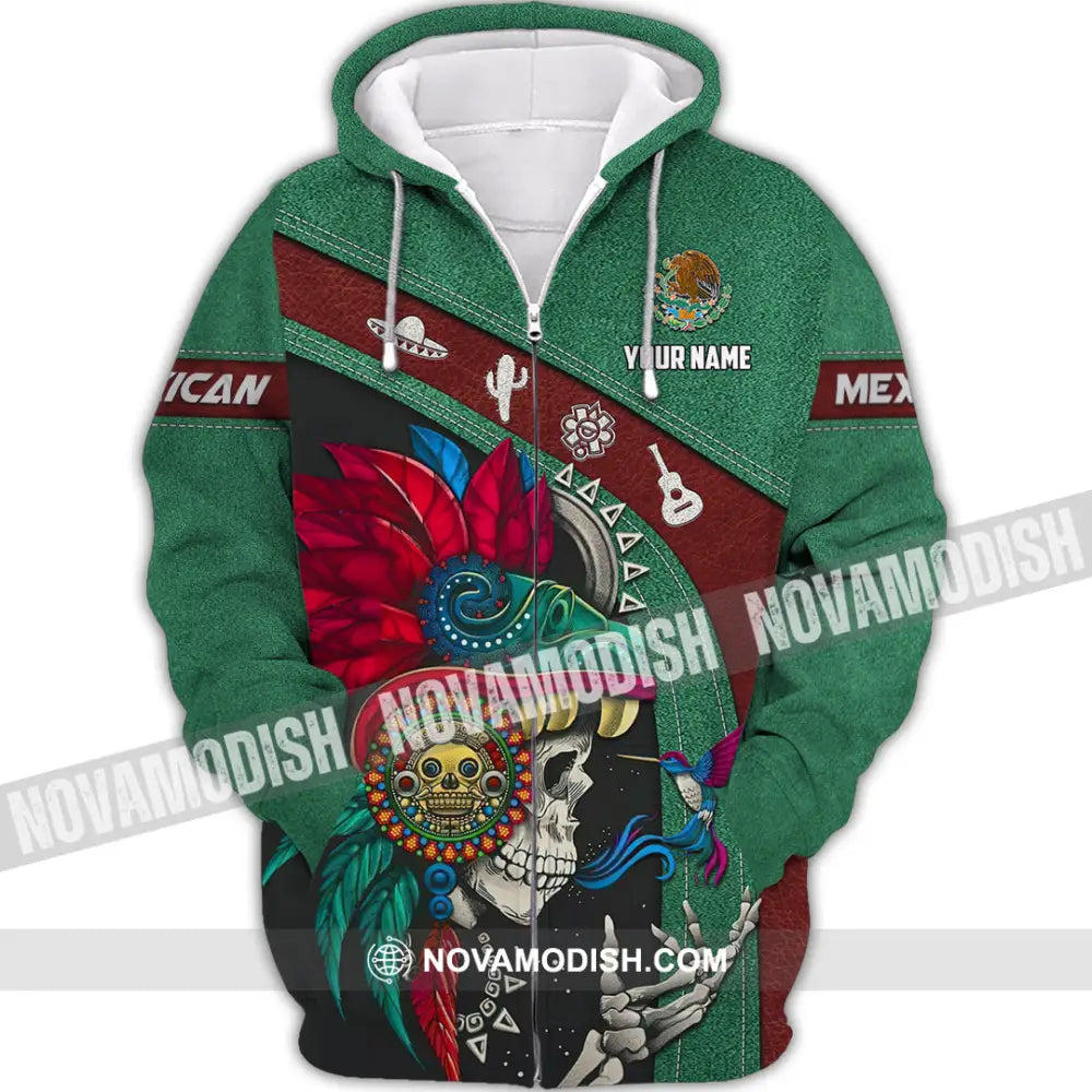 Unisex Shirt Custom Name Mexico Lover Polo Long Sleeve Mexican Gift Zipper Hoodie / S T-Shirt