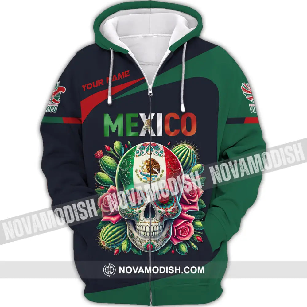 Unisex Shirt Custom Name Mexico Lover Polo Long Sleeve Mexican Gift Zipper Hoodie / S T-Shirt