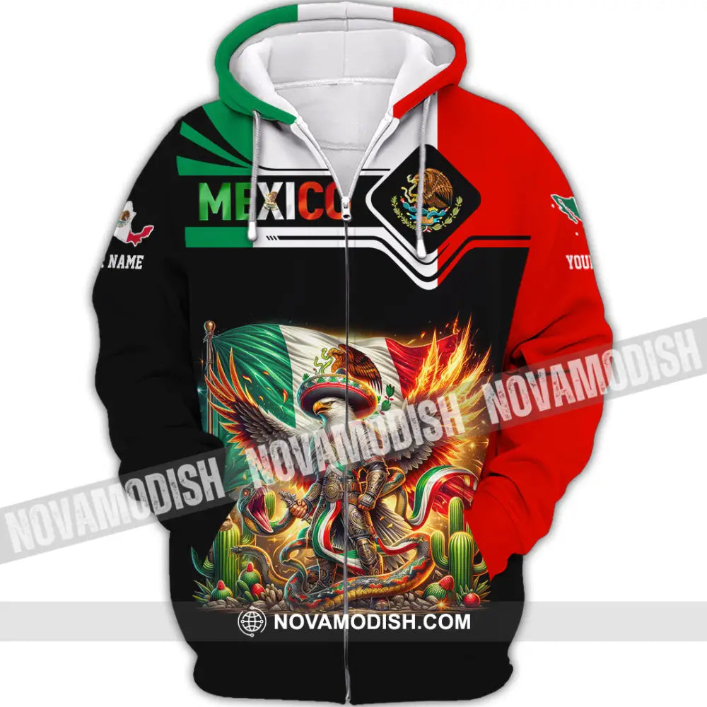 Unisex Shirt Custom Name Mexico Lover Polo Long Sleeve Mexican Gift Zipper Hoodie / S T-Shirt