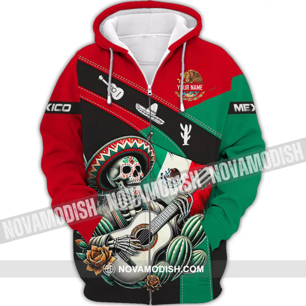 Unisex Shirt Custom Name Mexico Lover Polo Long Sleeve Mexican Gift Zipper Hoodie / S T-Shirt