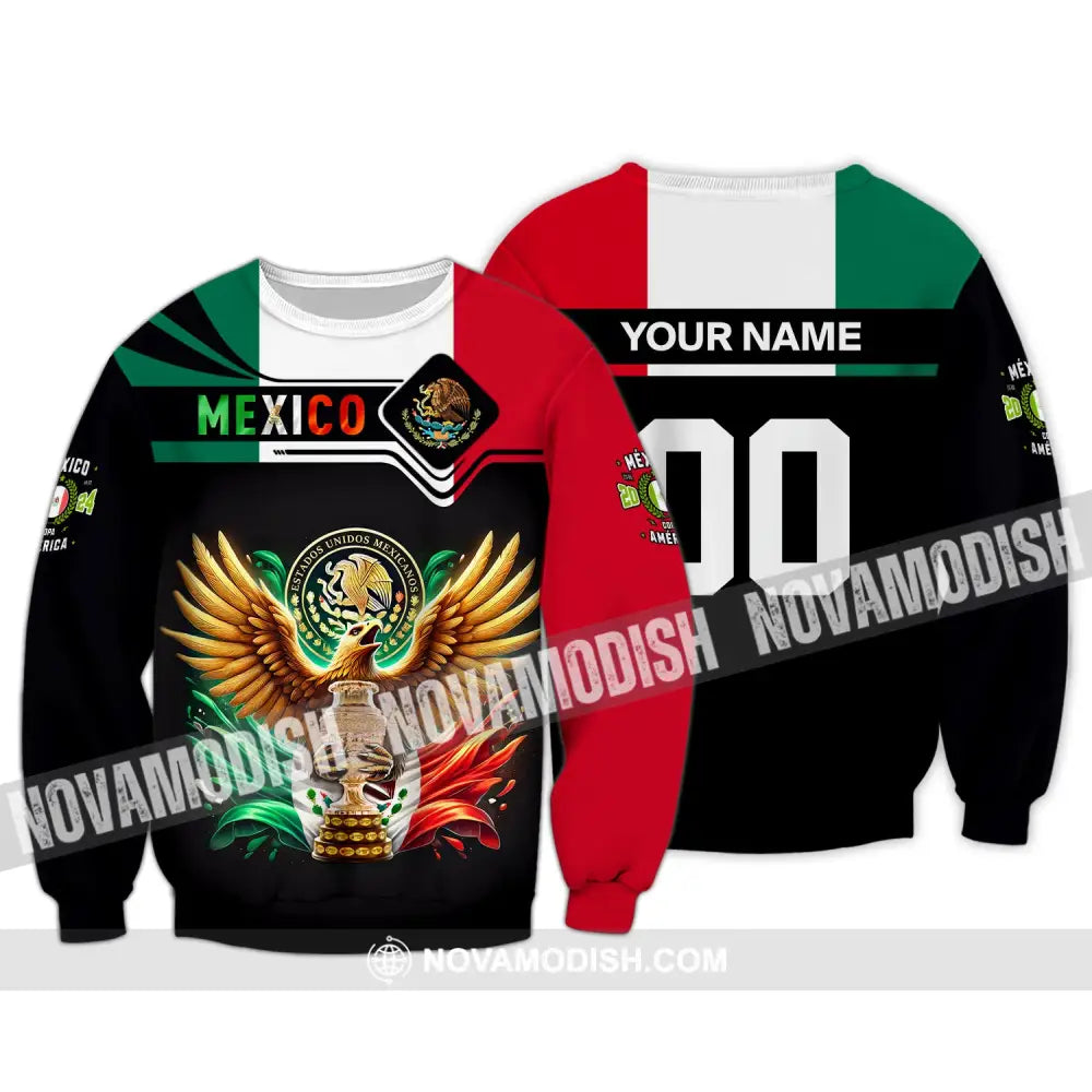 Unisex Shirt Custom Name Mexico Polo Long Sleeve For Mexican / S T-Shirt