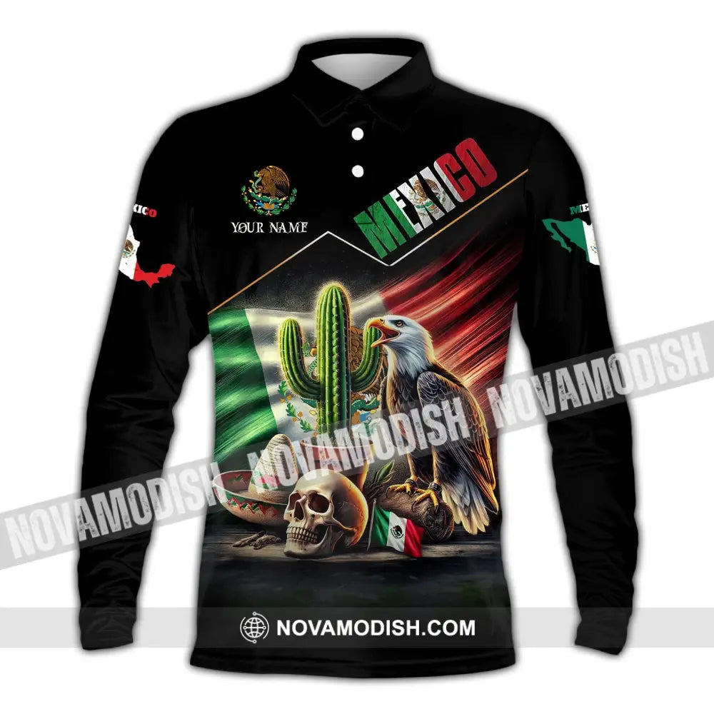 Unisex Shirt Custom Name Mexico Polo Long Sleeve Gift / S T-Shirt