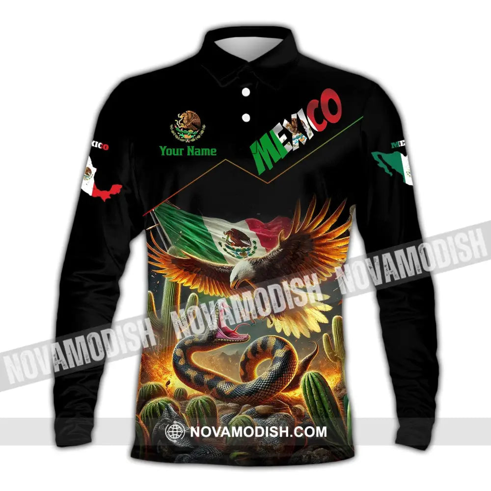 Unisex Shirt Custom Name Mexico Polo Long Sleeve Gift / S T-Shirt