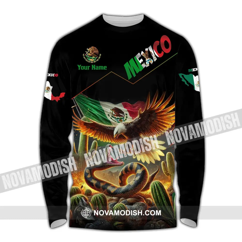 Unisex Shirt Custom Name Mexico Polo Long Sleeve Gift / S T-Shirt