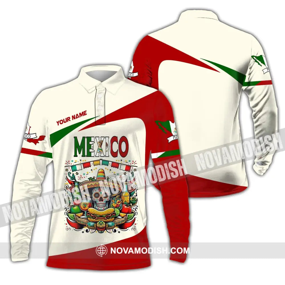 Unisex Shirt Custom Name Mexico Polo Long Sleeve Gift / S T-Shirt