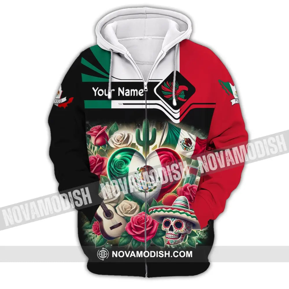 Unisex Shirt Custom Name Mexico Polo Long Sleeve Gift Zipper Hoodie / S T-Shirt