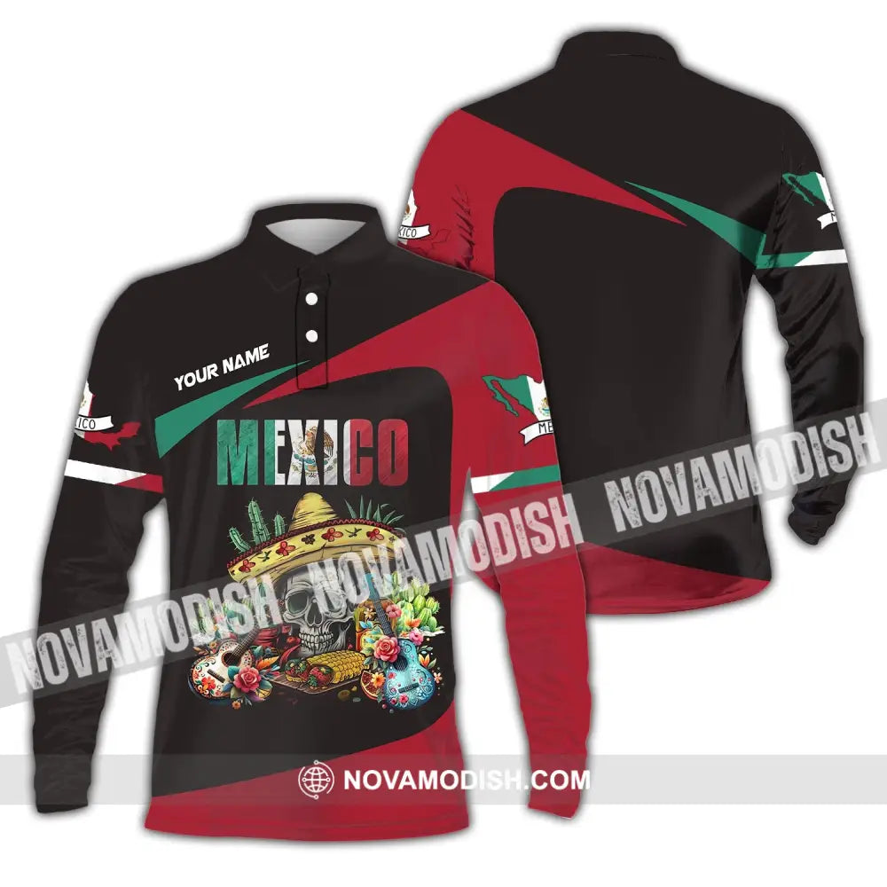 Unisex Shirt Custom Name Mexico Proud Polo Long Sleeve Gift / S T-Shirt