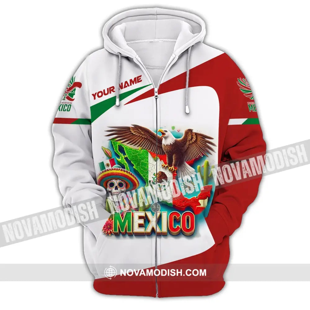 Unisex Shirt Custom Name Mexico Proud Polo Long Sleeve Gift Zipper Hoodie / S T-Shirt