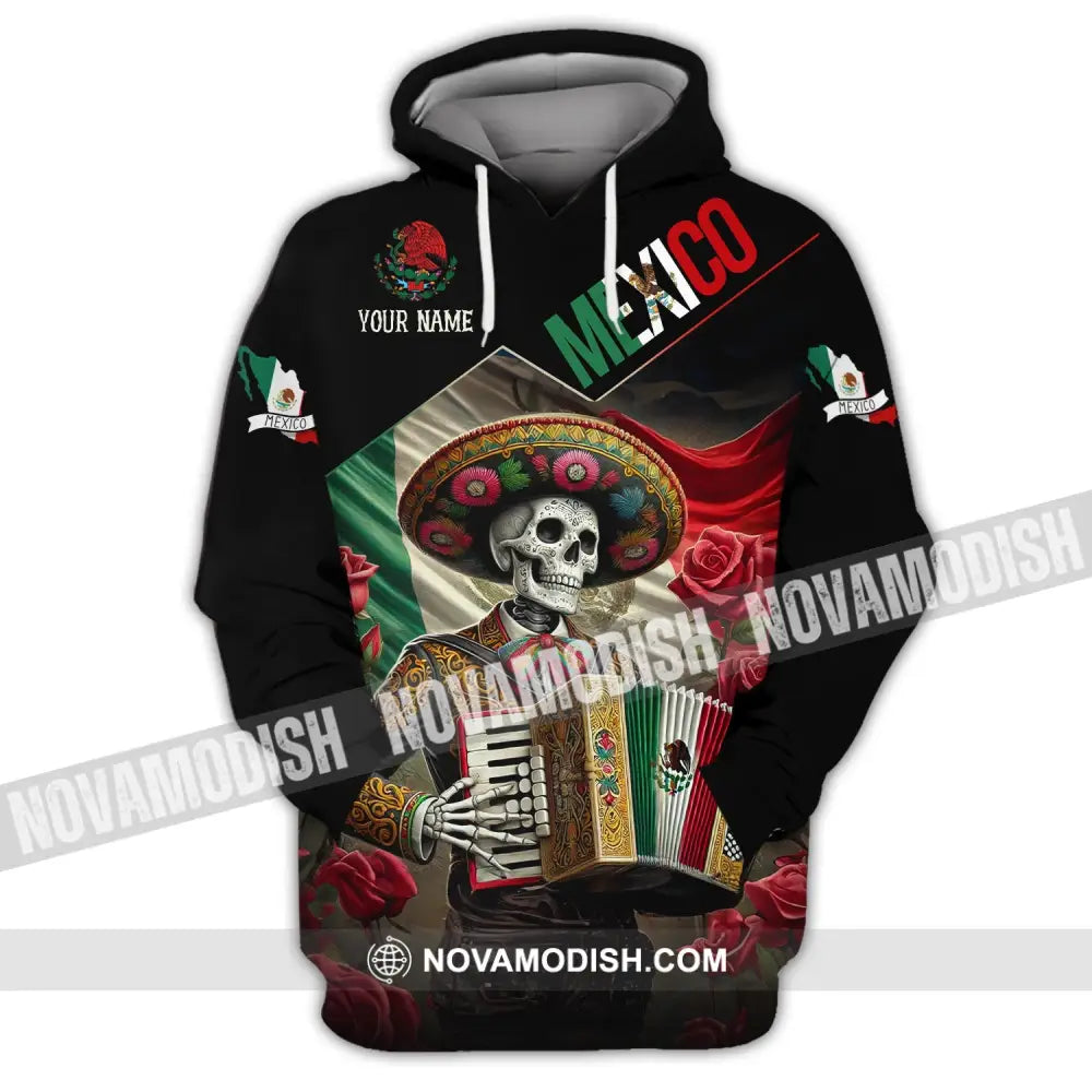 Unisex Shirt - Custom Name Mexico Skull Hoodie / S T-Shirt