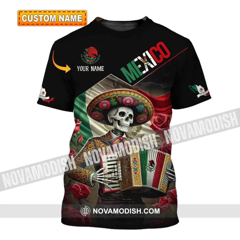 Unisex Shirt - Custom Name Mexico Skull T-Shirt